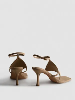 Primark Studded Tan Suede Ankle-Strap Heeled Sandals thumbnail 3