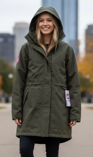 NWT Canada Weather Gear Large Green Hooded Rain Jacket DryGear Performance L thumbnail 1