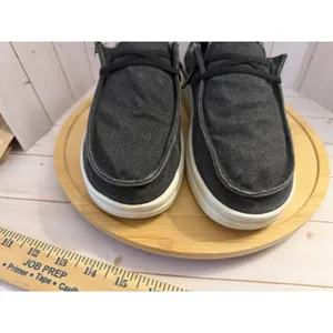 Hey Dude Wendy Rise Loafers Womens 7 Black Canvas Sparkle Platform Slip On Shoes thumbnail 3