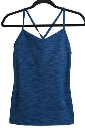 Outdoor Voices Womens Tank Top Shirt Blue Spaghetti Strap Stretch Cross Back XS thumbnail 1
