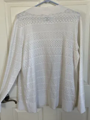 Karen Scott White Knit Cardigan size L thumbnail 5
