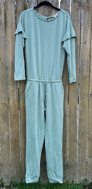 Matilda Jane Resting Day Sage Green Knit Jumpsuit XS thumbnail 1