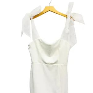 Lulus Beaming Perfection White Pearl Organza Tie-Strap Mini Dress size M thumbnail 5