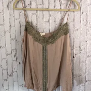 Anthropologie Tiny pink and gold camisole blouse tank top size L thumbnail 2