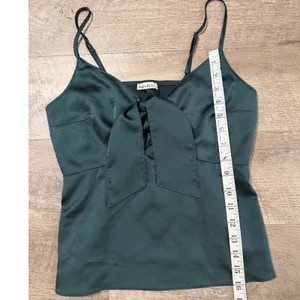 Abercrombie‎ & Fitch Emerald Green Satin Tie Front Camisole Top Small thumbnail 4