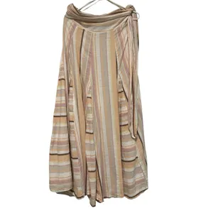 Free People Boho Striped Wrap Skirt Tie Waist Pastel Neutral. Approx S/M thumbnail 3