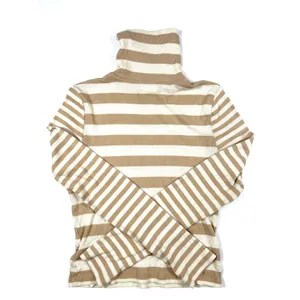 Madewell Striped‎ Turtleneck Top Tan Cream Ribbed Long Sleeve Meduim Casual EUC thumbnail 3