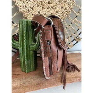 Blazin Roxx Ella concealed carry Messenger purse with holster Calf Hair thumbnail 5
