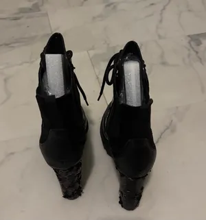 Cape Robbin Black Sequin Lace-Up Ankle Boots thumbnail 3