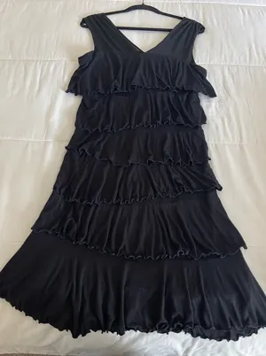INC Elegant Black Ruffled Dress XL thumbnail 1