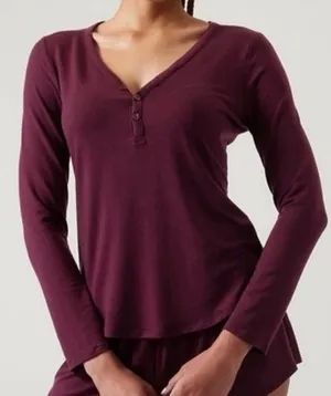 Athleta Nighttime Bliss Sleep Top Deep Burgundy XS thumbnail 1