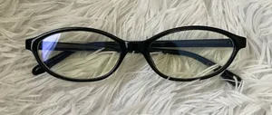 New Trendy hipster Korean oval black framed blue light clear glasses thumbnail 1