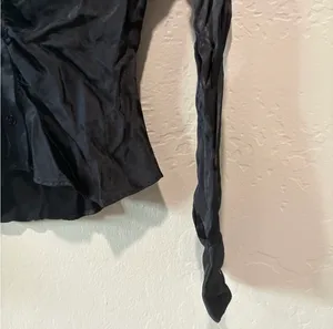 Zara Black Satin Ruched Blouse thumbnail 5