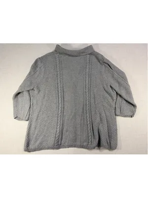 Heather B 100% Cotton Cable Knit Button Front Cardigan Sweater Heather Grey XL thumbnail 4