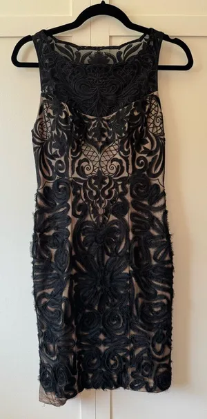 Sue Wong Lace Black Cocktail Dress Above‎ Knee Size 2 thumbnail 1
