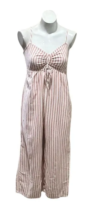 O'Neill Annabella Women's Pink Striped Jumpsuit Standard Size M Casual Summer thumbnail 1