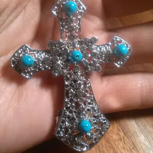Blue Howlite Silvertone and Stainless Steel Pendant Necklace thumbnail 11