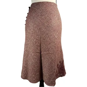 Vintage Express Burgundy Tweed Floral Appliqué Skirt | Y2K | Size 1/2 thumbnail 9