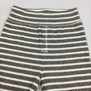 Aerie Gray and White Striped Ribbed Leggings Ruched ankle Loungewear Small NEW! thumbnail 4