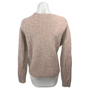 Aritzia Wilfred Free Pink Tan Alpaca Wool Scoop Neck Long Sleeve Sweater Top S thumbnail 2