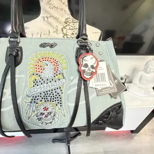 NWT Ed Hardy Denim Eagle Rhinestone Tote Bag - Y2K Vintage Style thumbnail 4