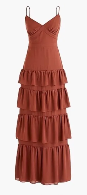 J.Crew Cha Cha Tiered Ruffle Maxi Dress Size 6 thumbnail 1