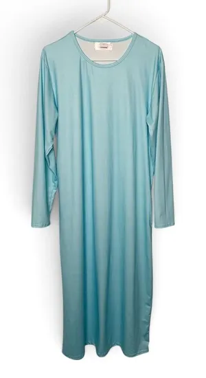 Sweet Modesty Long Nightgown Light Blue Cotton Spandex Size L thumbnail 1