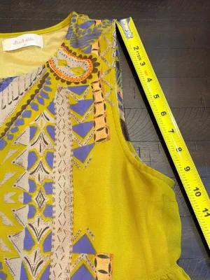 Altar’d State Paisley Boho Babydoll Dress Large Sleeveless Chartreuse Festival thumbnail 10