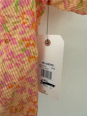 NWT Billabong Pretty Sweet Top Orange Pink Floral Crop Top Puff Sleeve Medium thumbnail 5