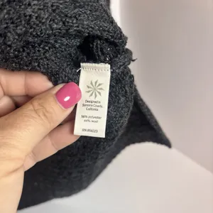 Athleta Cypress Gray Wool Blend Basketweave Knit Side Slit Sweater S thumbnail 4