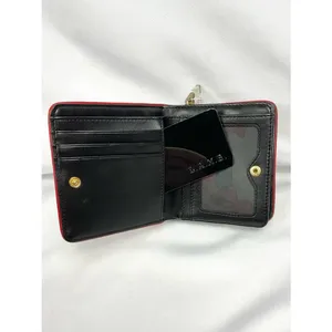 L.A.M.B. Leather Compact Wallet Red Zip Around Gold Logo Plate New NWT thumbnail 5