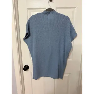 Free People Beach Blue Ribbed Knit Mock Neck Sweater Vest Sleeveless‎ Top S/P thumbnail 7