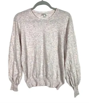 Ella moss multicolored sweater women's Size medium Puff Sleeves Round Neck‎ thumbnail 1