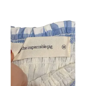 Impeccable Pig Women Skirt Lined Check Ruffle Hem Elastic Waist Blue‎ Medium NWT thumbnail 4