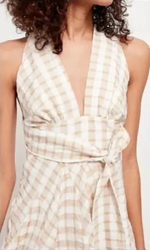 ✨HP✨FP Do The Twist Women's Gingham Deep V-Neck Pleated Mini Halter Dress✨ thumbnail 1