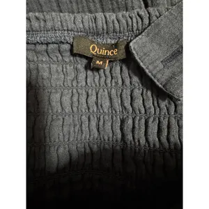 Quince 100% Organic Cotton Gauze Smocked Wide Leg Jumpsuit, Navy Blue, Size M thumbnail 4