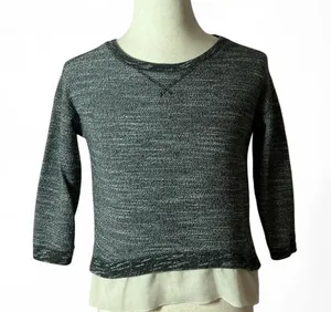 American Eagle Outfitters Womens Gray Knit 3/4 Sleeve Layered Hem‎ Top thumbnail 1