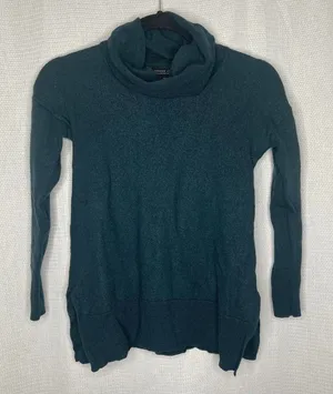 Adrienne Vittadini Luxe Dark Green Cowl Neck Long‎ Sleeve Sweater thumbnail 1
