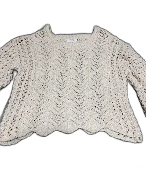 Bluivy Ivory Crochet Knit Sweater Shorts Set Boho Beach Resort Cover Up Lounge M thumbnail 3