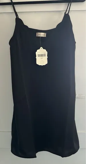 Altar'd State Black Silky Mini Dress Spaghetti Strap M NWT thumbnail 1