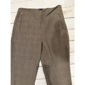 Banana Republic brown plaid tapered Pull-on Flat front trousers NWT Size 0 thumbnail 2