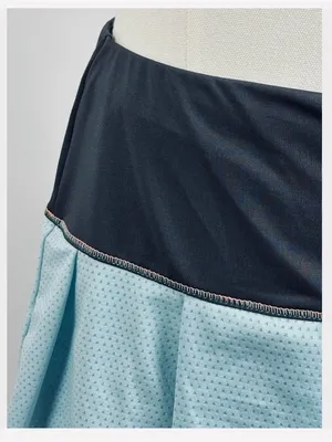 Lucky in Love Light Aqua Blue Ruffle Tennis Skirt with Charcoal Waistband thumbnail 11