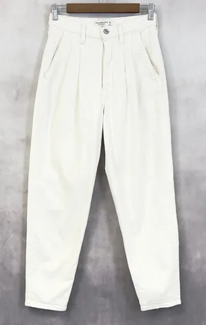 Abercrombie Fitch The 80s Mom Jean Women 26‎ White Pleated Ultra High Rise Indie thumbnail 1