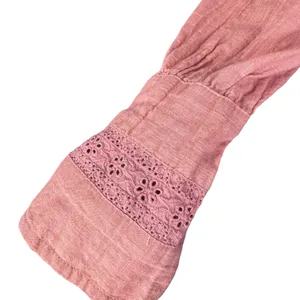 Free People X-Small Hit the Road Top Ruffle Button Puff Sleeve Lightweight Pink thumbnail 5