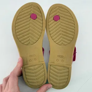 Crocs Tulum Toe Post Sandal Flip Flop Fuchsia Pink Tan Women 7 Buckle Straps thumbnail 9