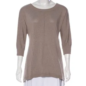 Alice & Olivia Tan Short Sleeve Crew Neck Tunic Sweater thumbnail 2