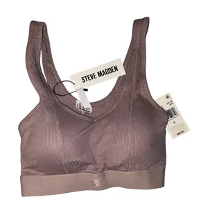 Steve Madden Ribbed Seamless Bra‎ Comfort Stretch Activewear, Bark, Size S, NWT thumbnail 1
