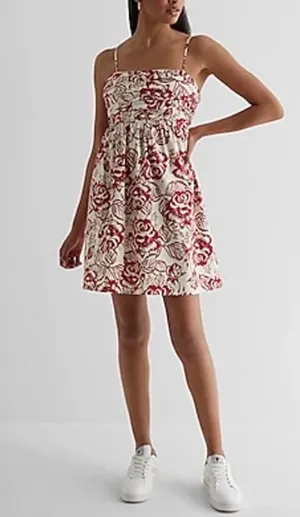 Express Red Babydoll Mini Dress thumbnail 1