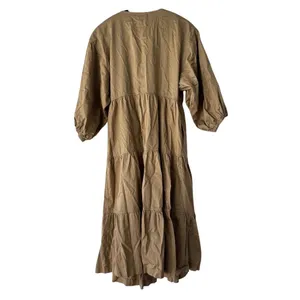 Sweet Baby Jamie‎ Wrap Midi Dress Tiered Casual Flowy Khaki Size M thumbnail 3