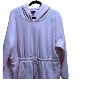 Torrid Light Pink Fleece Hoodie Dress Mini Drawstring Waist Size 2 (2X) thumbnail 4